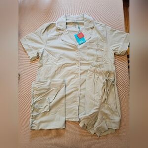 NWT Posh Peanut Pajama Shorts Set Light Green Size Medium